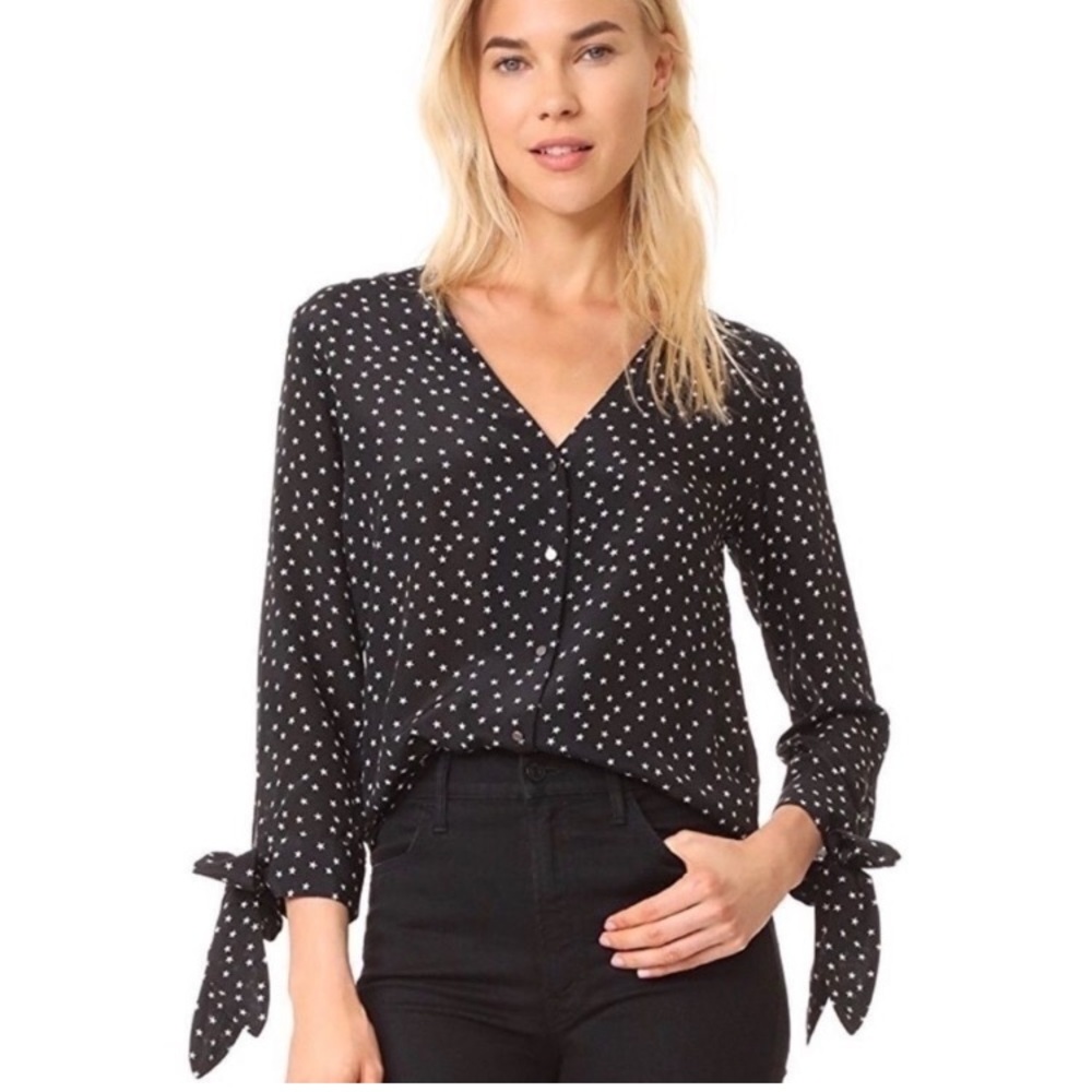 Madewell Star Print V-Neck Silk Blouse